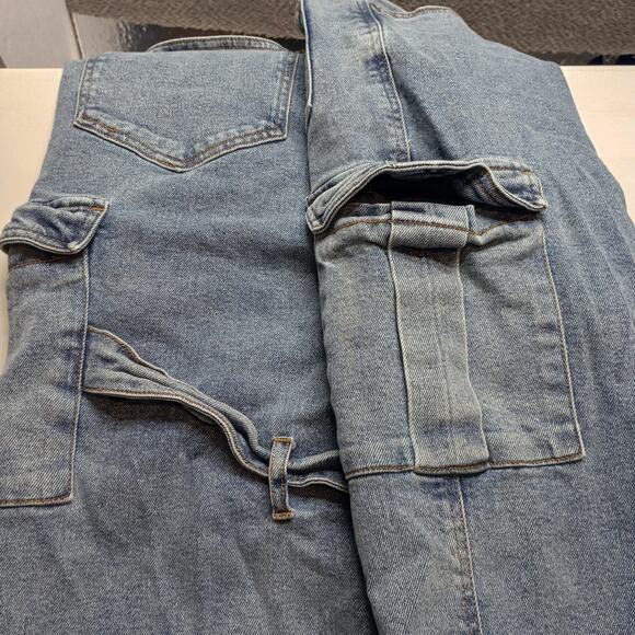 Hot Topic Men Wide Strap Leg Cotton Cargo Jeans 34x32 - Picture 6 of 12